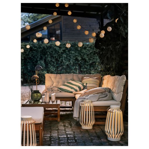 SOMMARLÅNKE, lighting chain with built-in LED light source/12 bulbs/outdoor/battery-operated/dots, 205.446.23