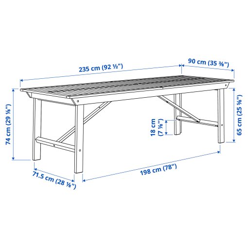 BONDHOLMEN, τραπέζι/εξωτερικού χώρου, 235x90 cm, 205.581.96