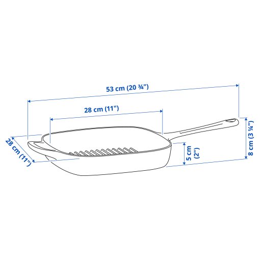 VARDAGEN, grill pan, 28x28 cm, 205.606.70