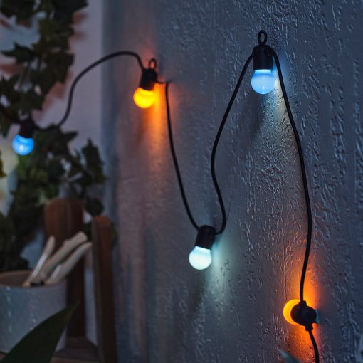 SOLVINDEN, γιρλάντα με ενσωματωμένο φωτισμό LED/12 λαμπτήρες/λειτουργία με μπαταρία/εξωτερικού χώρου, 205.931.85