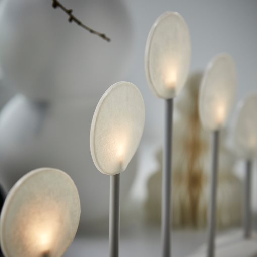 STRÅLA, κηροπήγιο με ενσωματωμένο φωτισμό LED, γλειφιτζούρια λειτουργία με μπαταρία, 206.066.49