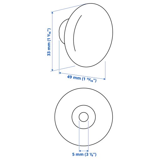 PLOCKAR, πόμολο, 2 τεμ. 49 mm, 206.199.15