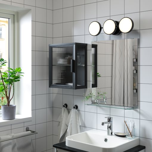 MOSSJÖN, wall cabinet with glass door, 36x18x44 cm, 206.216.40