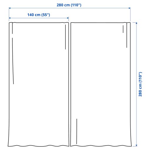 LENDA, κουρτίνα με τρέσα και δέστρα, 2 τεμ. 140x280 cm, 206.331.10
