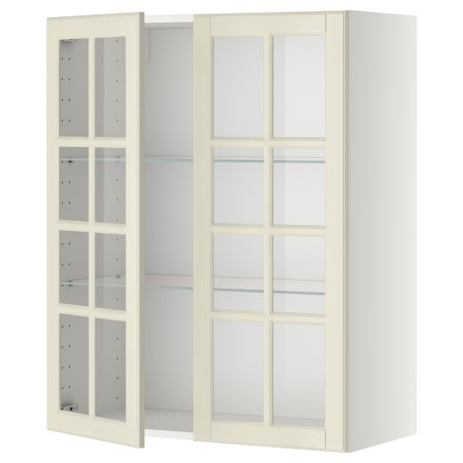 METOD, wall cabinet with shelves/2 glass doors, 80x100 cm, 293.949.83
