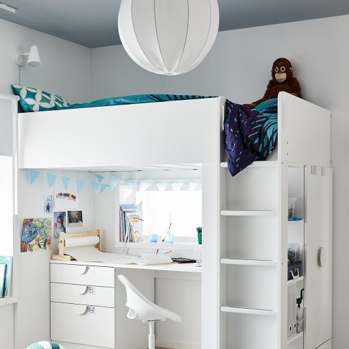 SMÅSTAD, loft bed with desk with 4 drawers, 90x200 cm, 294.354.84