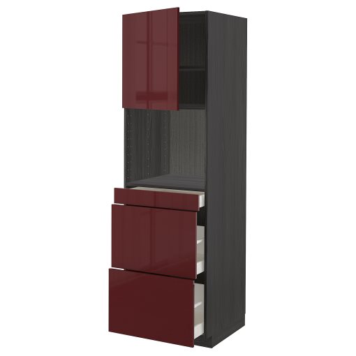 METOD/MAXIMERA, high cabinet for microwave combi with door/3 drawers, 60x60x200 cm, 294.641.79