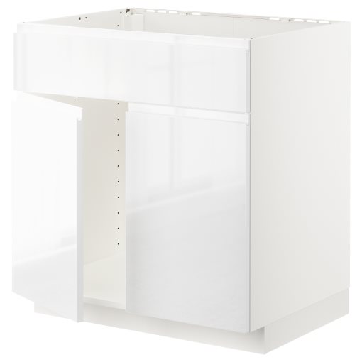METOD, base cabinet for sink with 2 doors/front, 80x60 cm, 294.682.81
