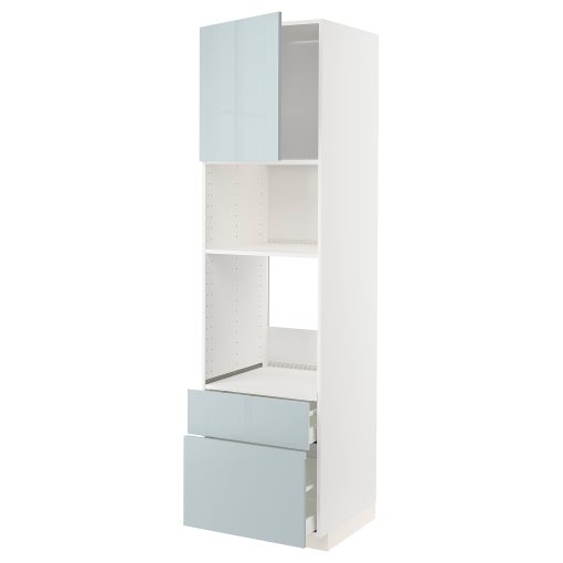 METOD/MAXIMERA, high cabinet for oven/microwave with door/2 drawers, 60x60x220 cm, 294.791.14