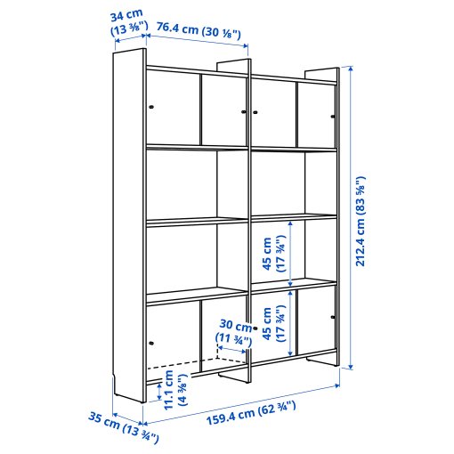 LÅDMAKARE, storage combination with sliding doors and 2 shelves, 159x35x212 cm, 295.646.78