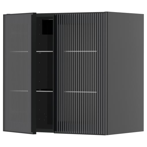 METOD, wall cabinet with shelves/2 glass doors, 60x60 cm, 295.884.05