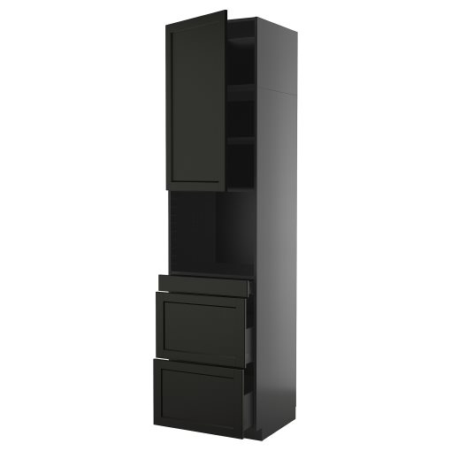 METOD/KNIVSHULT, high cabinet for microwave combi with door/3 drawers, 60x60x240 cm, 295.886.55