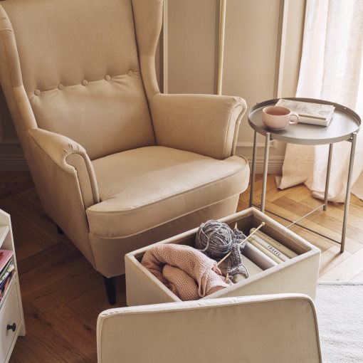 STRANDMON, wing chair with footstool, 295.903.66