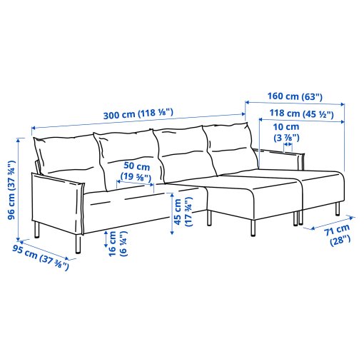 MANNARP, 4-seat sofa with chaise longues, 296.040.90