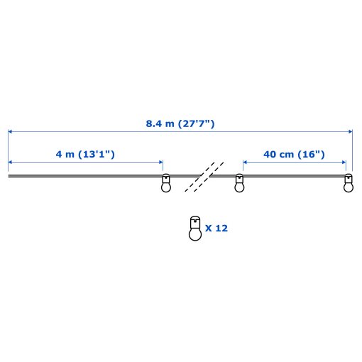 SVARTRÅ, lighting chain/12 lights with built-in LED light source/outdoor, 305.218.00