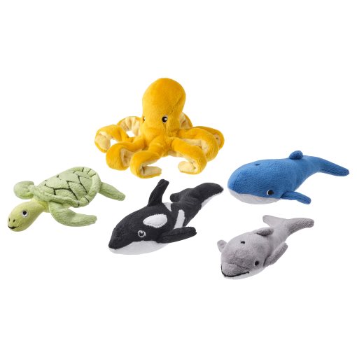 BLÅVINGAD, 5-piece soft toy set/ocean animals, 305.221.16