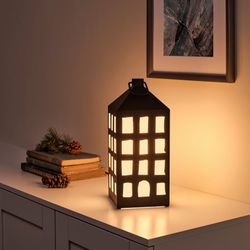 STRÅLA, table decoration with built-in LED light source/house, 34 cm, 305.824.74