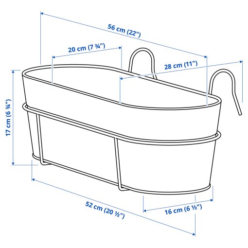 VITLÖK, flower box with holder in/outdoor, 56x20 cm, 305.847.55