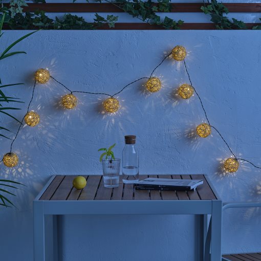 SOLVINDEN, γιρλάντα με ενσωματωμένο φωτισμό LED/12 λαμπτήρες/λειτουργία με μπαταρία, 305.931.56