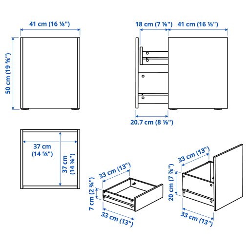 PLÖJKER, bedside table, 41x41x50 cm, 306.135.50