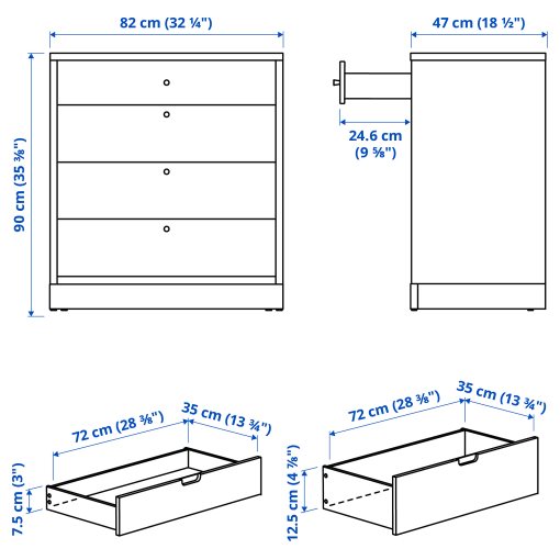 TONSTAD, chest of 4 drawers, 82x47x90 cm, 306.146.15
