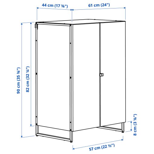 JOSTEIN, shelving unit with doors/in/outdoor, 61x44x90 cm, 394.371.66