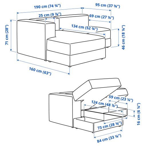 JÄTTEBO, 2,5 θέσιος πολυμορφικός καναπές με σεζλόνγκ/αριστερό, 394.713.58
