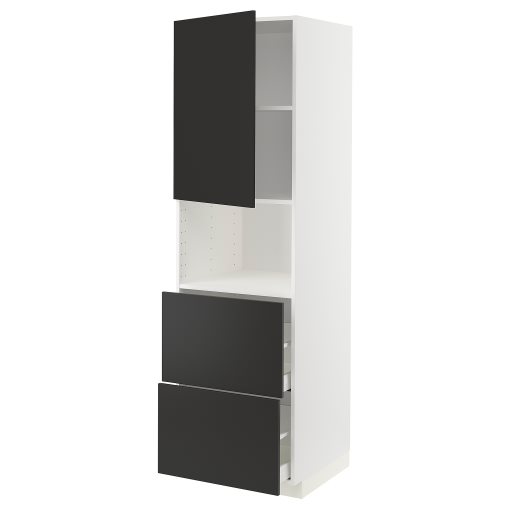 METOD/MAXIMERA, high cabinet for microwave with door/2 drawers, 60x60x200 cm, 394.974.57