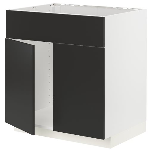METOD, base cabinet for sink with 2 doors/front, 80x60 cm, 394.987.77