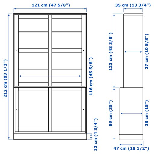 HAVSTA, storage combination with sliding glass doors, 121x47x212 cm, 395.347.61