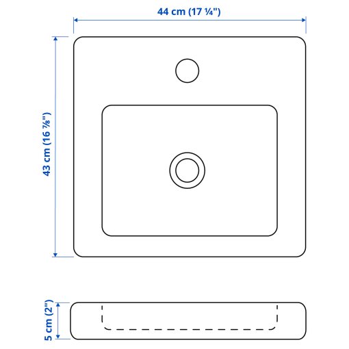 TVÄLLEN, wash-basin with water trap, 44x43 cm, 395.469.00