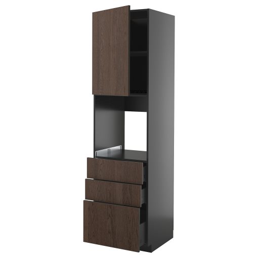 METOD/KNIVSHULT, high cabinet for oven with door/3 drawers, 60x60x220 cm, 395.871.46