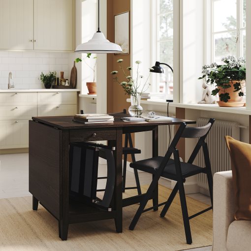 NÄSINGE/FRÖSVI, gateleg table and 2 folding chairs, 48/104/159x85 cm, 395.970.94