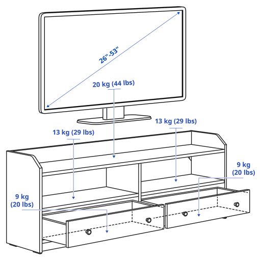 HAUGA, TV bench, 138x36x54 cm, 404.150.45