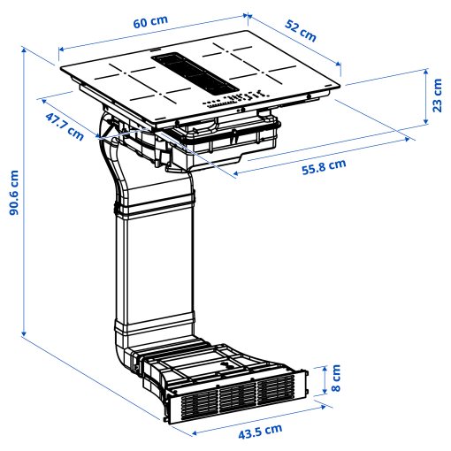 FÖRDELAKTIG, επαγωγική εστία/ενσωματωμένος απορροφητήρας/IKEA 500, 60 cm, 405.158.65