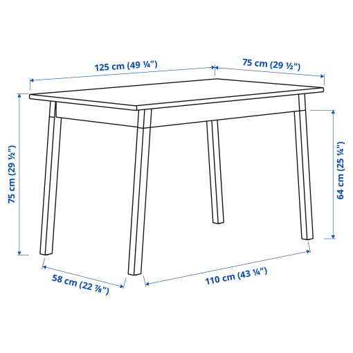 PINNTORP, τραπέζι, 125x75 cm, 405.294.62