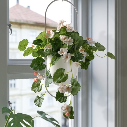 FEJKA, artificial potted plant/in/outdoor Geranium/hanging, 12 cm, 405.356.08