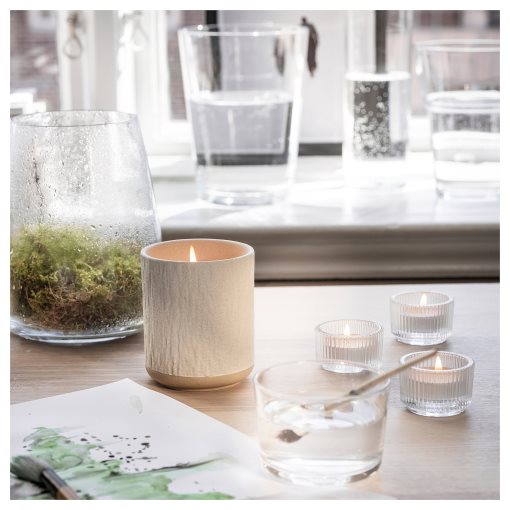 SILKESTRÄD, scented candle in ceramic jar/dew & moss, 45 hr, 405.703.95