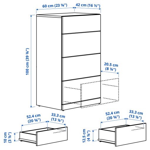 LASTARE, chest of 4 drawers, 60x42x100 cm, 405.993.51