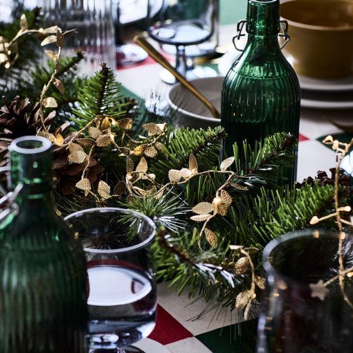 STRÅLA, lighting chain with built in LED light source/40 lights/battery-operated, leaf, 406.061.77