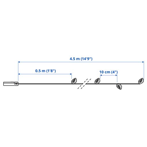 STRÅLA, lighting chain with built in LED light source/40 lights/battery-operated, leaf, 406.061.77