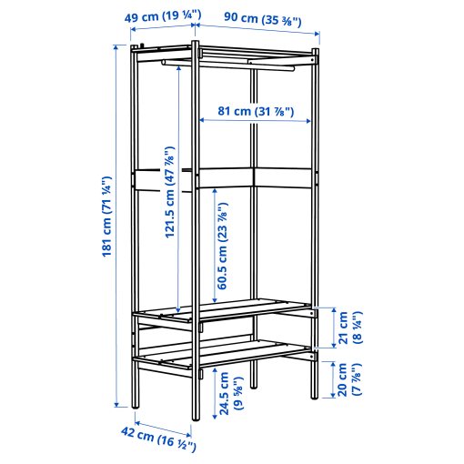 KRONÖREN, ανοιχτή αποθήκευση, 90x49x181 cm, 406.108.05