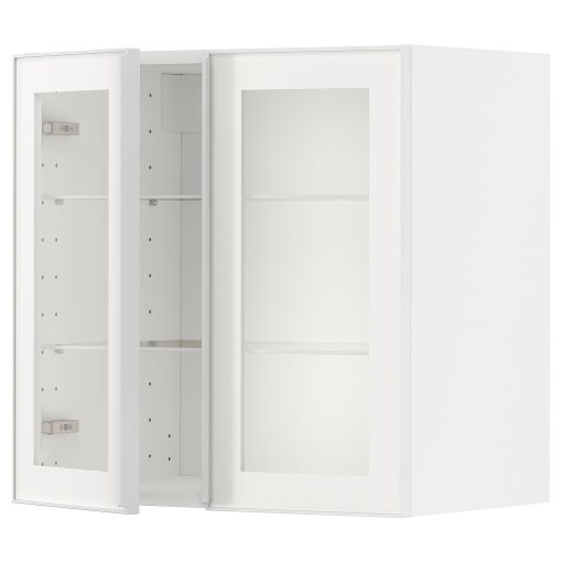 METOD, ντουλάπι τοίχου με ράφια/2 γυάλινες πόρτες, 60x60 cm, 494.905.54