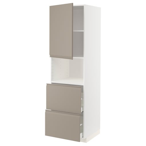 METOD/MAXIMERA, high cabinet for microwave with door/2 drawers, 60x60x200 cm, 494.915.39