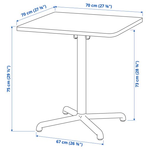 STENSELE/LIDAS, τραπέζι και 2 καρέκλες, 70x70 cm, 495.090.49