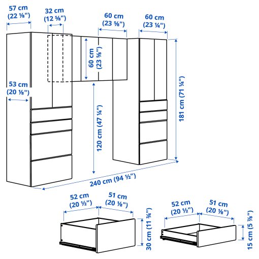 SMASTAD/PLATSA, storage combination, 240x57x181 cm, 495.441.04