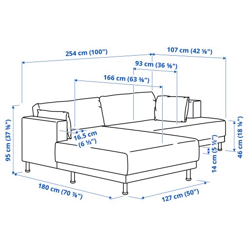 UPPÅKRA, 3-seat modular sofa with chaise longue, left, 496.122.73