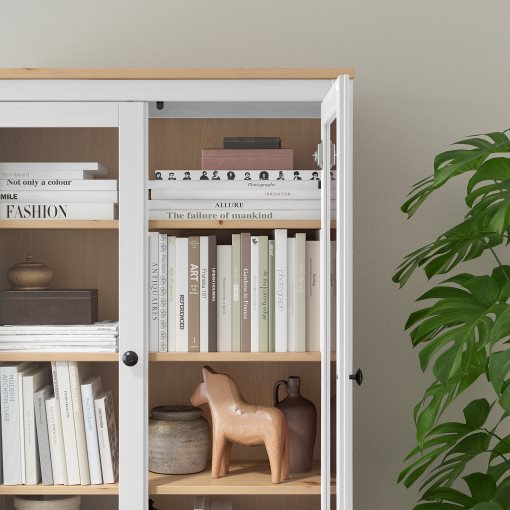 HEMNES, glass-door cabinet with 3 drawers, 504.135.07