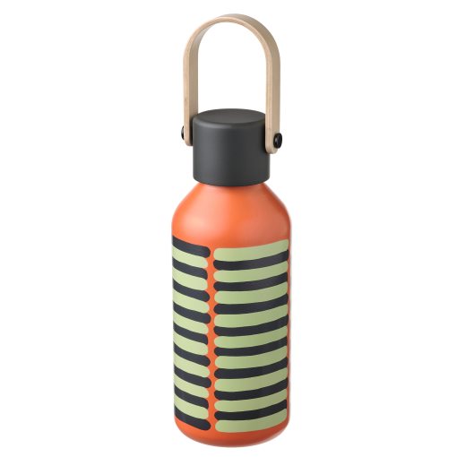 BASTUA, water bottle stripe pattern/stainless steel, 0.7 l, 505.424.82