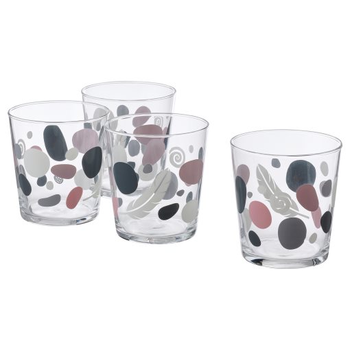 SOMMARFLOX, glass/patterned stones/4 pack, 30 cl, 505.492.90